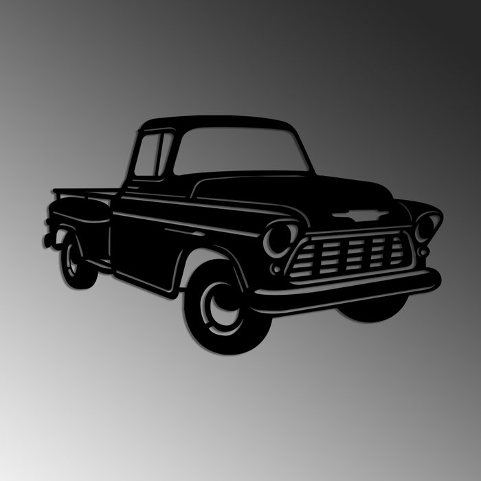 Wallity Chevy 3200 Pickup Escultura de Pared de Metal Negra